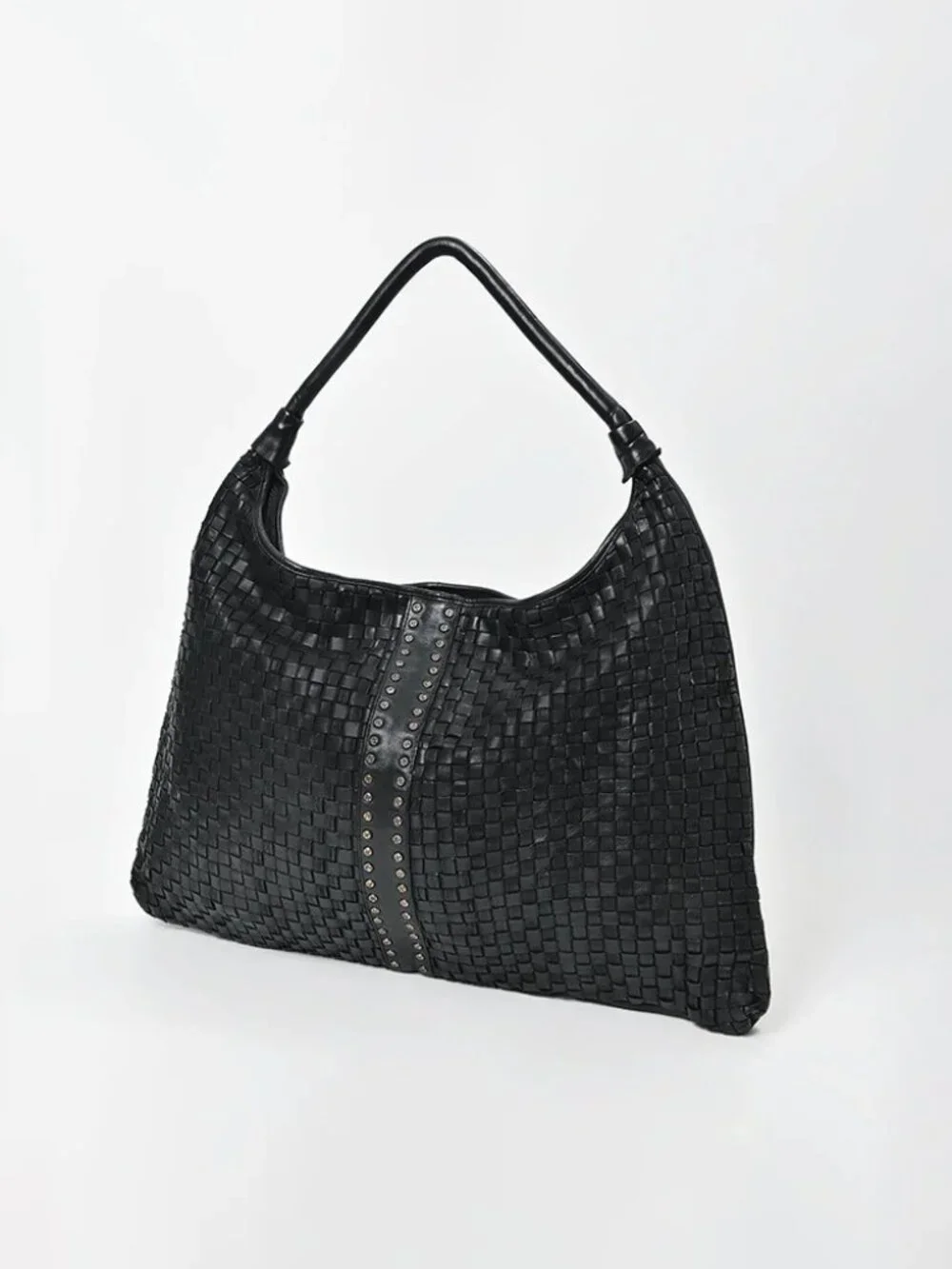 Artisan Woven Leather Hobo Bag